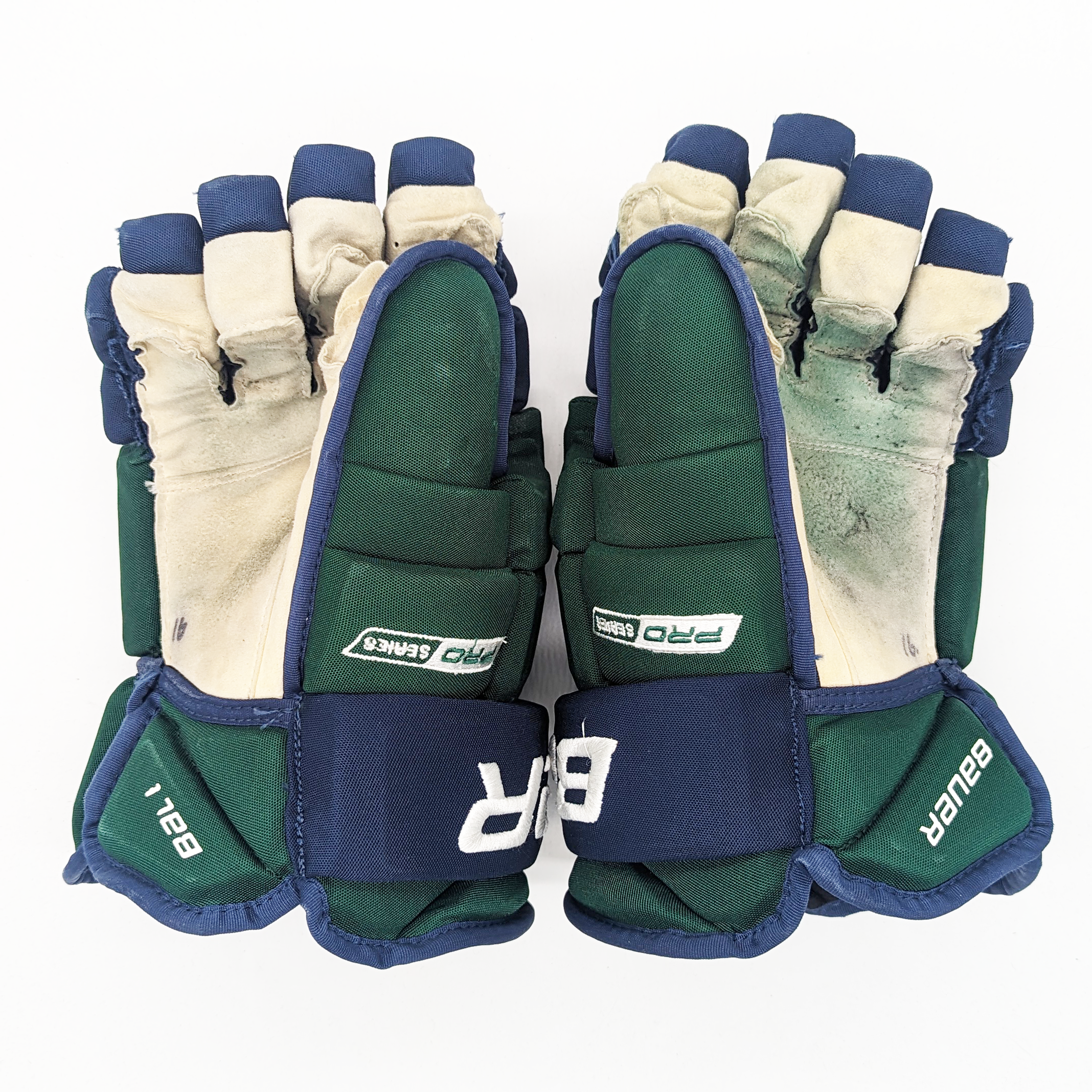 Bauer Pro Series - Gants NCAA Pro Stock d'occasion (vert/bleu)